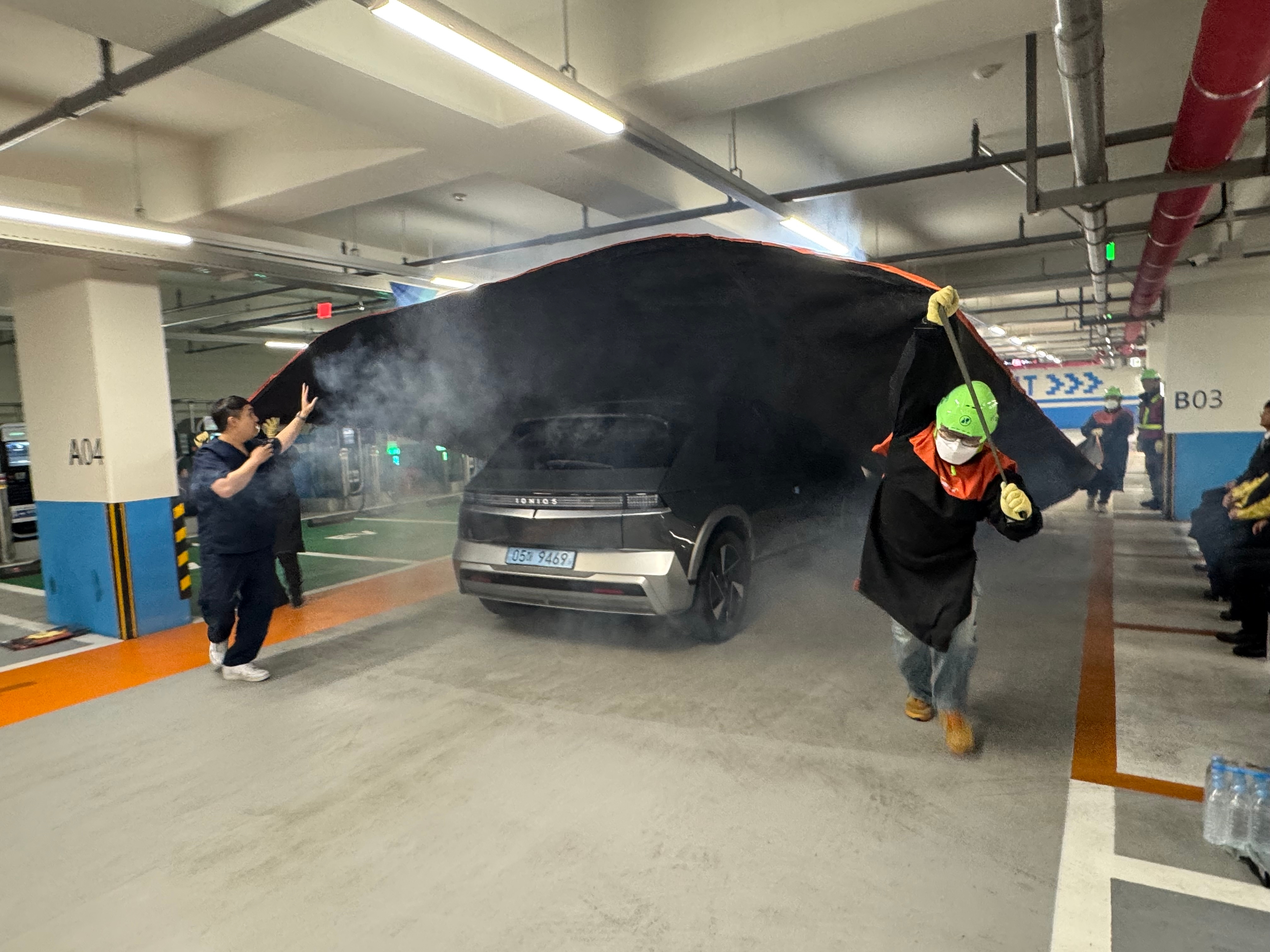 공영주차장 전기차 화재 대비 모의훈련 실시